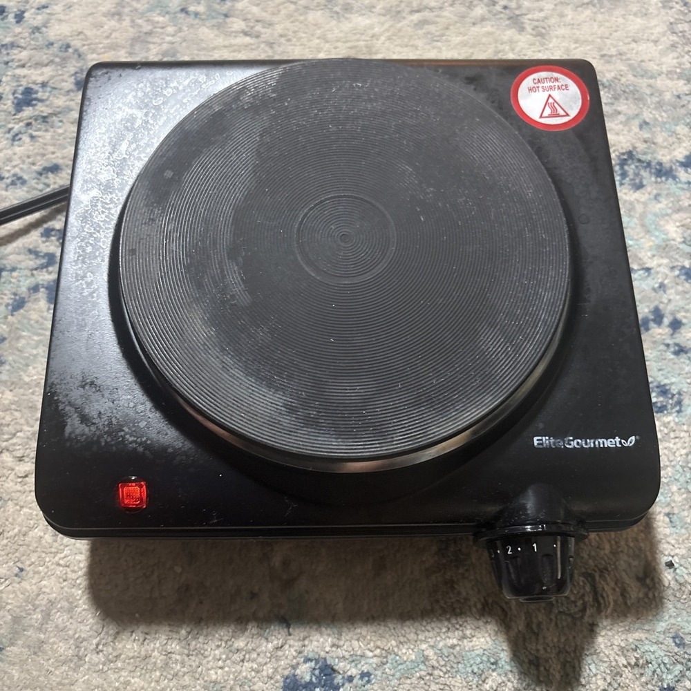 Elite Gourmet ESB-301BF Single Burner Electric Hot Plate 1000W 5-Setting Black